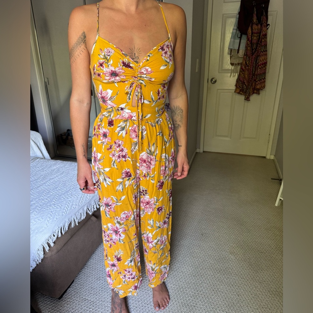Floral Mustard Jumpsuit